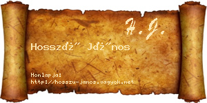Hosszú János névjegykártya